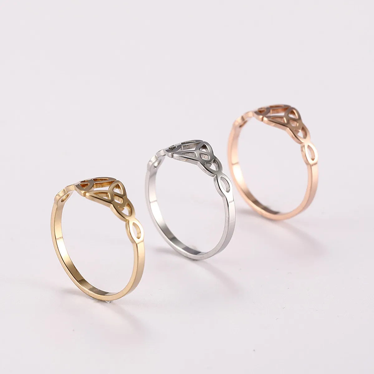 Hip-Hop Simple Style Solid Color Titanium Steel Rings In Bulk