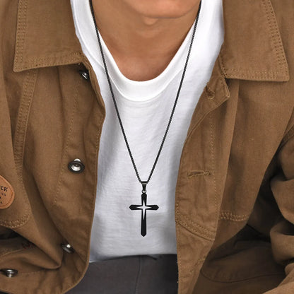 Hip-Hop Simple Style Streetwear Cross Stainless Steel Hollow Out 18K Gold Plated Men's Pendant Necklace