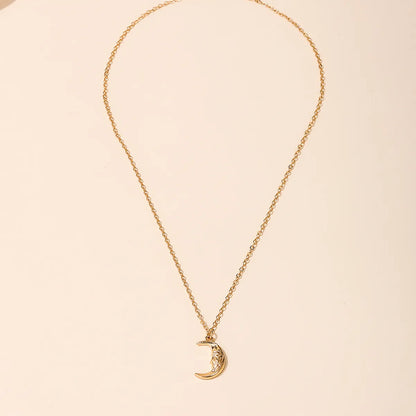 Hip-Hop Simple Style Sun Moon Zinc Alloy Women's Pendant Necklace