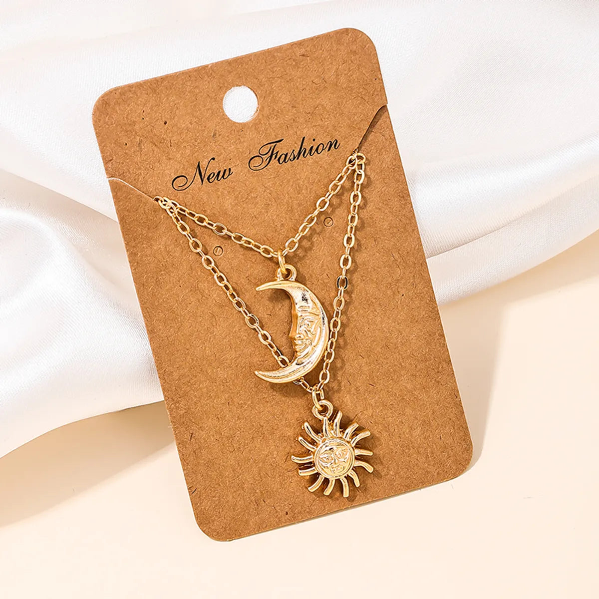 Hip-Hop Simple Style Sun Moon Zinc Alloy Women's Pendant Necklace