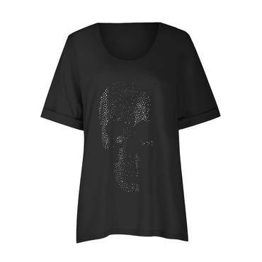 Women'S T-Shirt Short Sleeve T-Shirts Printing Patchwork Hip-Hop Skull