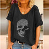 Women'S T-Shirt Short Sleeve T-Shirts Printing Patchwork Hip-Hop Skull