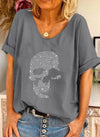 Women'S T-Shirt Short Sleeve T-Shirts Printing Patchwork Hip-Hop Skull