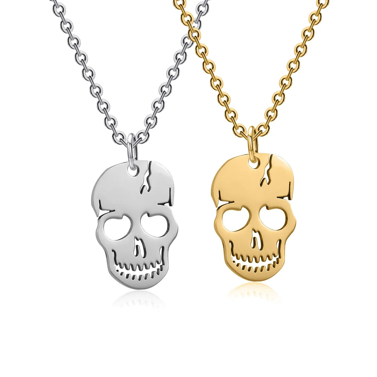 Hip-hop Skull Stainless Steel Titanium Steel Patchwork Pendant Necklace