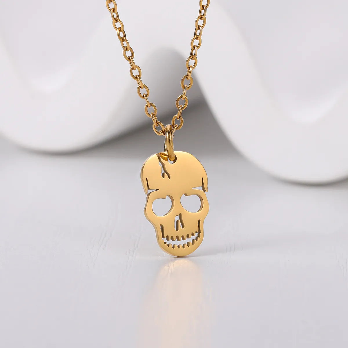 Hip-hop Skull Stainless Steel Titanium Steel Patchwork Pendant Necklace