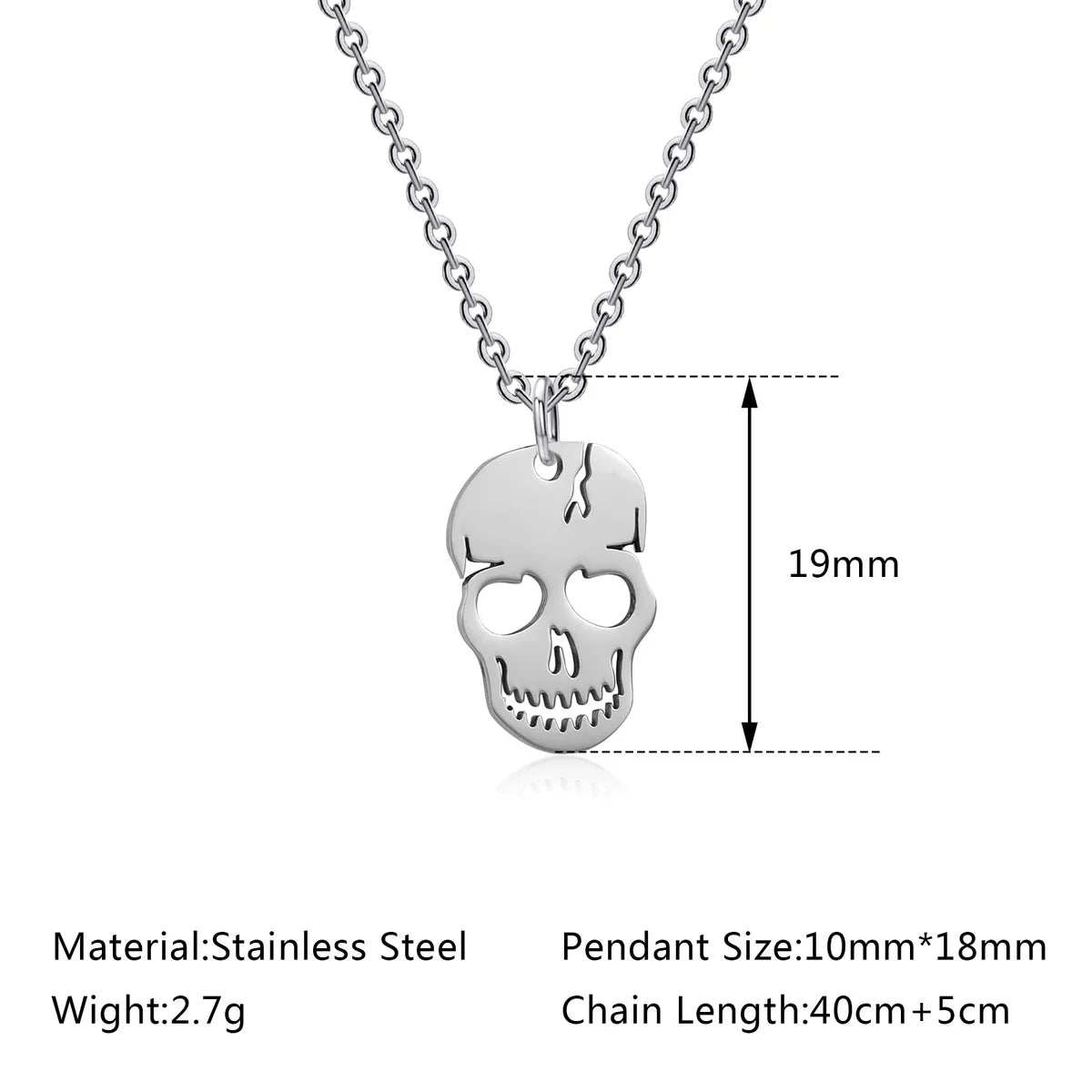 Hip-hop Skull Stainless Steel Titanium Steel Patchwork Pendant Necklace