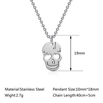 Hip-hop Skull Stainless Steel Titanium Steel Patchwork Pendant Necklace