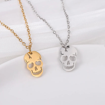 Hip-hop Skull Stainless Steel Titanium Steel Patchwork Pendant Necklace