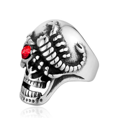 Hip-Hop Skull Titanium Steel Inlay Rhinestones 18K Gold Plated Men'S Rings