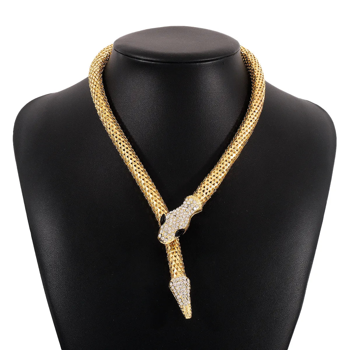 Hip-Hop Snake Alloy Inlay Rhinestones Women'S Necklace