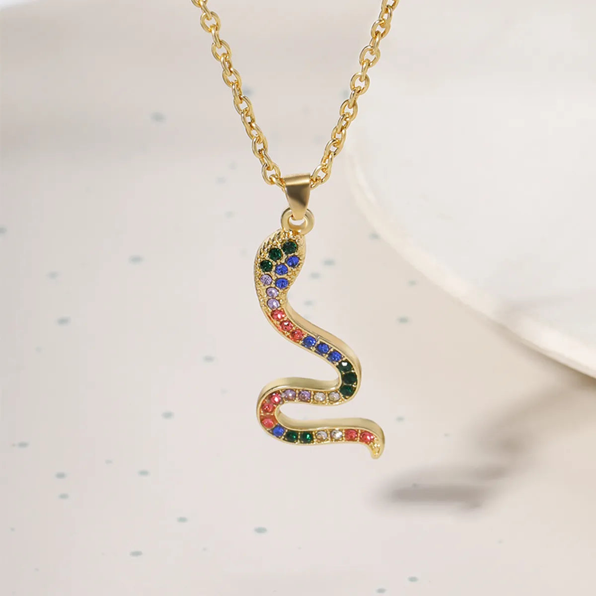 Hip-Hop Snake Alloy Rhinestone Women'S Necklace 1 Piece