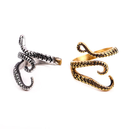 Hip-Hop Snake Titanium Steel Polishing 18K Gold Plated Men'S Rings