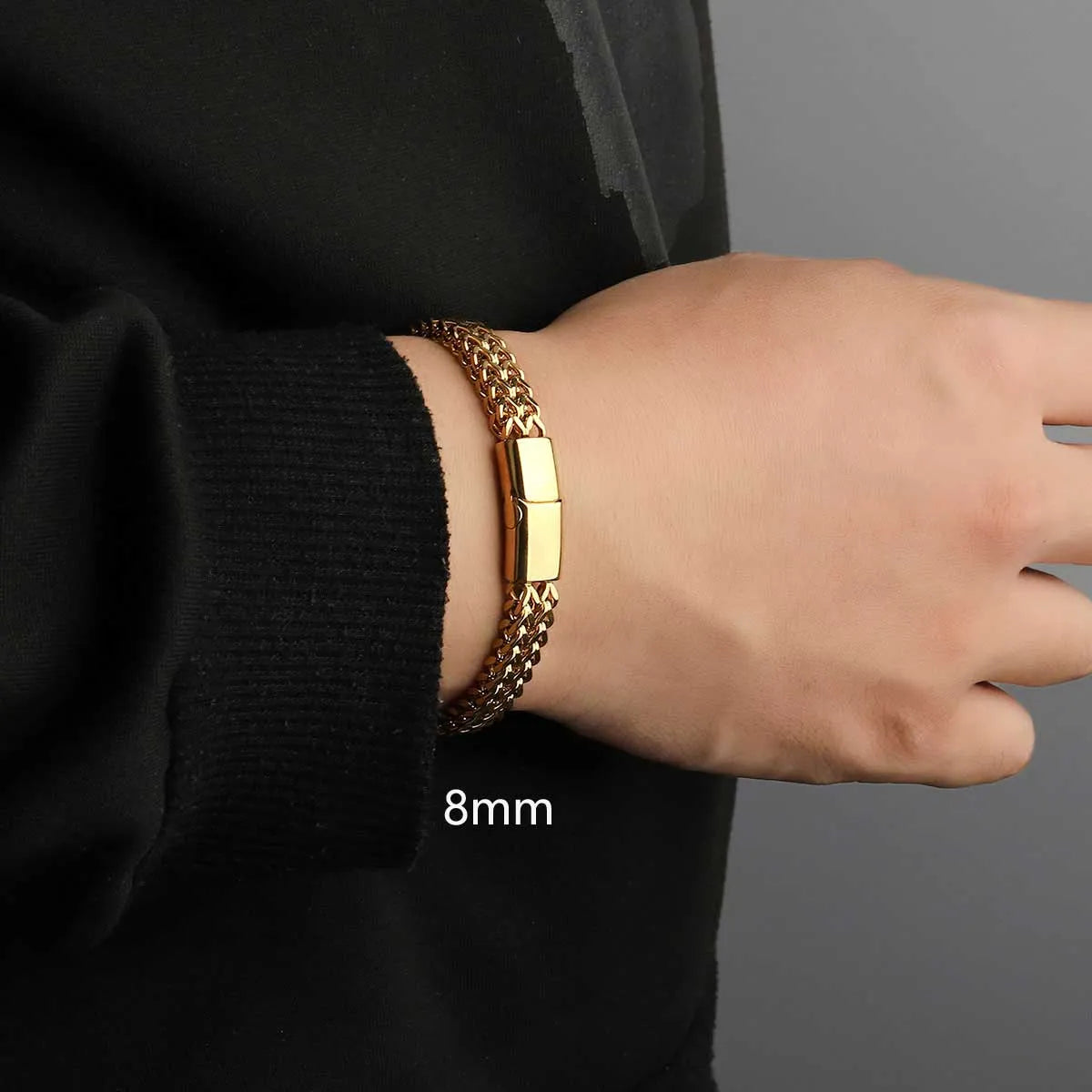 Hip-Hop Solid Color 201 Stainless Steel 18K Gold Plated Bracelets In Bulk