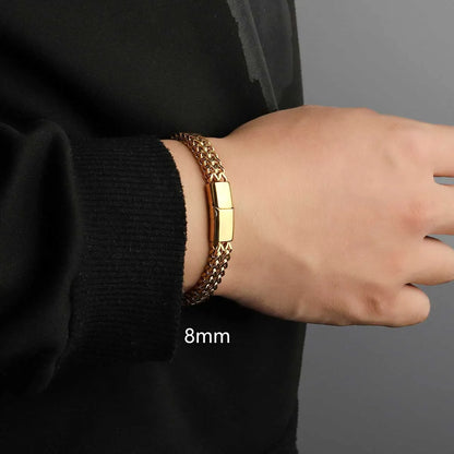 Hip-Hop Solid Color 201 Stainless Steel 18K Gold Plated Bracelets In Bulk