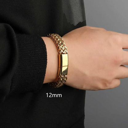 Hip-Hop Solid Color 201 Stainless Steel 18K Gold Plated Bracelets In Bulk