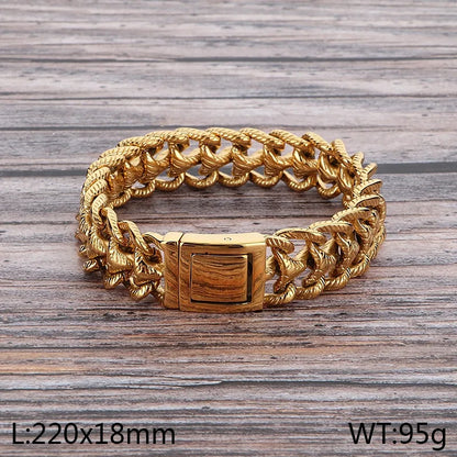 Hip-Hop Solid Color 304 Stainless Steel Plating 18K Gold Plated Men'S Bracelets