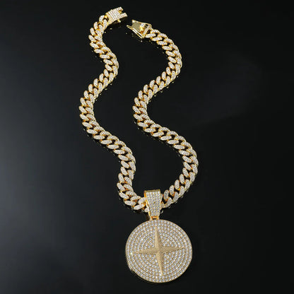 Hip-hop Solid Color Alloy Inlay Rhinestones Men's Pendant Necklace