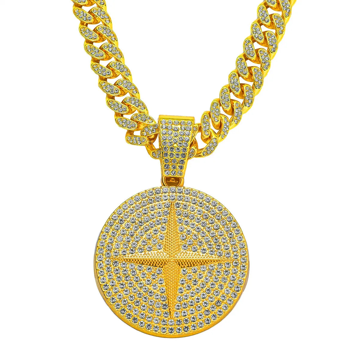 Hip-hop Solid Color Alloy Inlay Rhinestones Men's Pendant Necklace