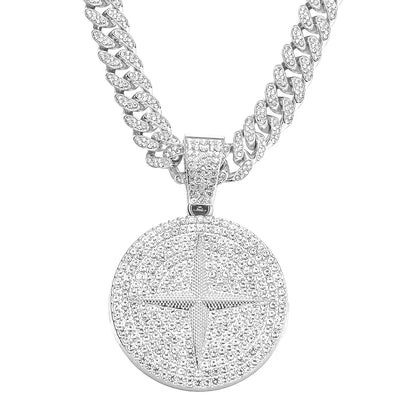 Hip-hop Solid Color Alloy Inlay Rhinestones Men's Pendant Necklace