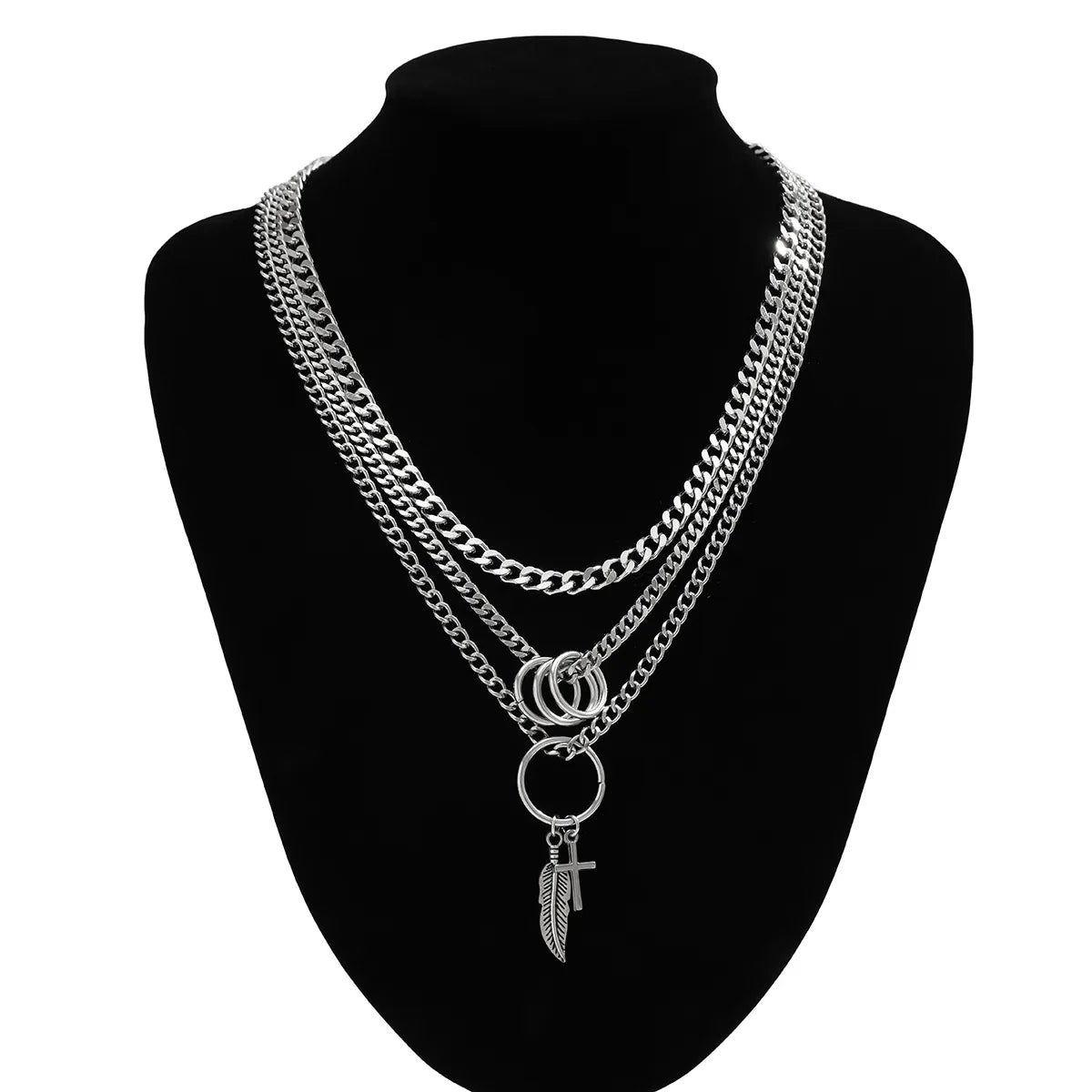 Hip-Hop Solid Color Alloy Plating Chain Men'S Layered Necklaces