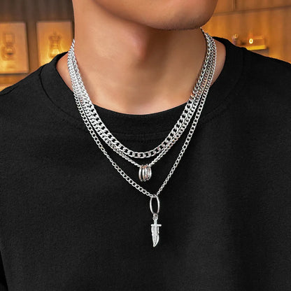 Hip-Hop Solid Color Alloy Plating Chain Men'S Layered Necklaces