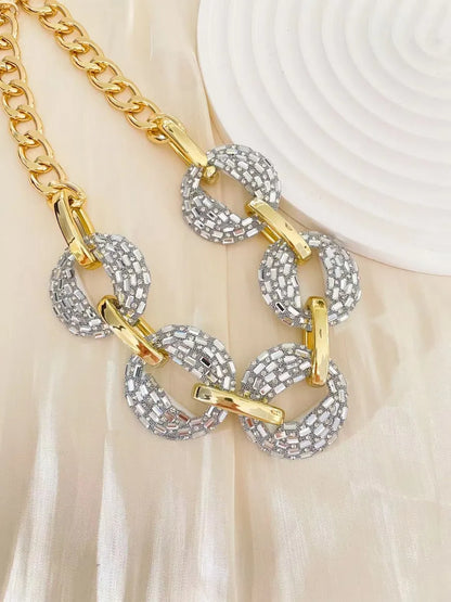 Hip-Hop Solid Color Rhinestones Artificial Crystal Copper Wholesale Necklace