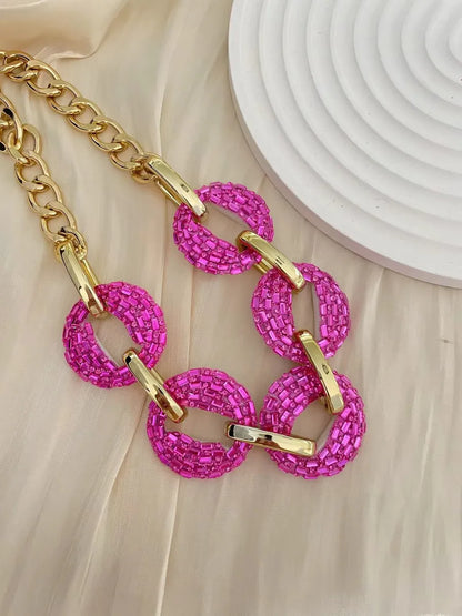 Hip-Hop Solid Color Rhinestones Artificial Crystal Copper Wholesale Necklace