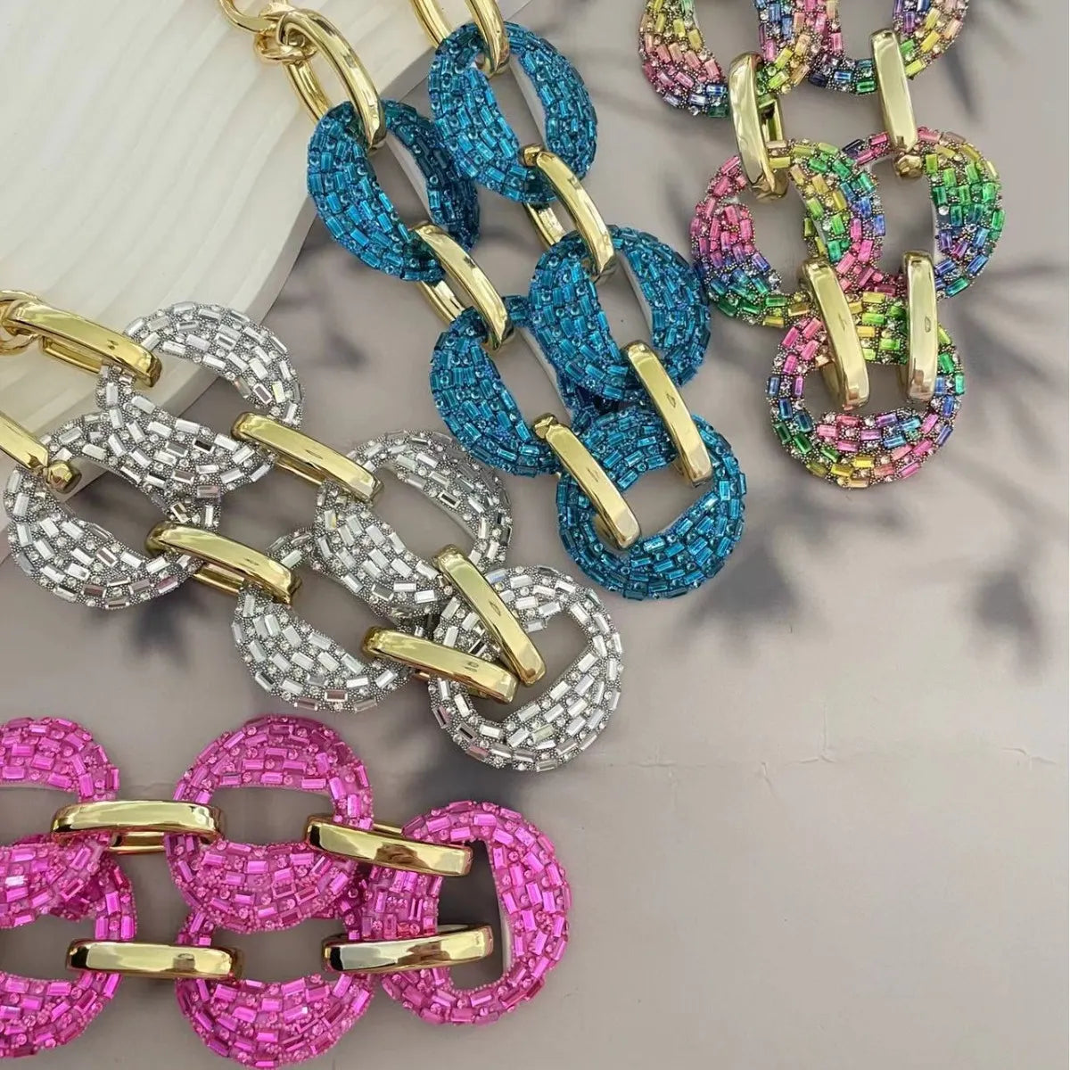 Hip-Hop Solid Color Rhinestones Artificial Crystal Copper Wholesale Necklace