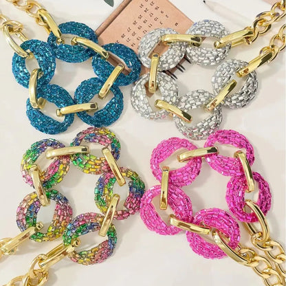 Hip-Hop Solid Color Rhinestones Artificial Crystal Copper Wholesale Necklace