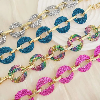 Hip-Hop Solid Color Rhinestones Artificial Crystal Copper Wholesale Necklace