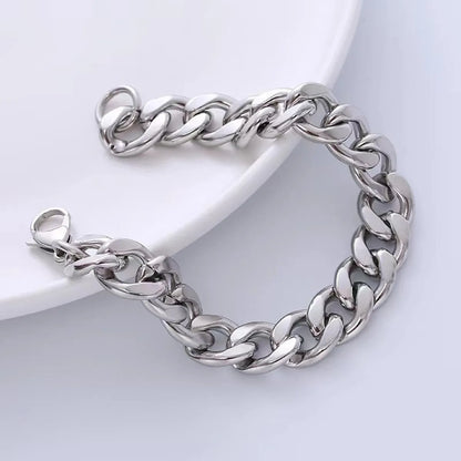 Hip-Hop Solid Color 304 Stainless Steel Chain No Inlaid Men'S Bracelets