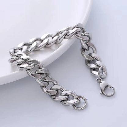 Hip-Hop Solid Color 304 Stainless Steel Chain No Inlaid Men'S Bracelets