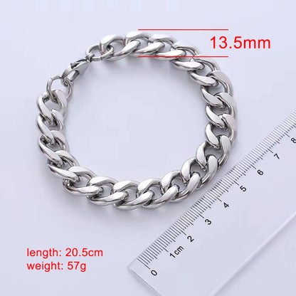 Hip-Hop Solid Color 304 Stainless Steel Chain No Inlaid Men'S Bracelets