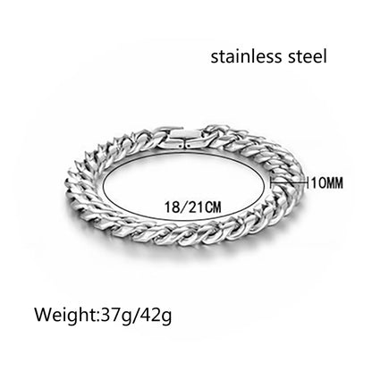 Hip-Hop Solid Color 304 Stainless Steel Chain 18K Gold Plated Men'S Bracelets