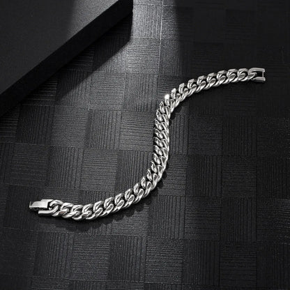 Hip-Hop Solid Color 304 Stainless Steel Chain 18K Gold Plated Men'S Bracelets