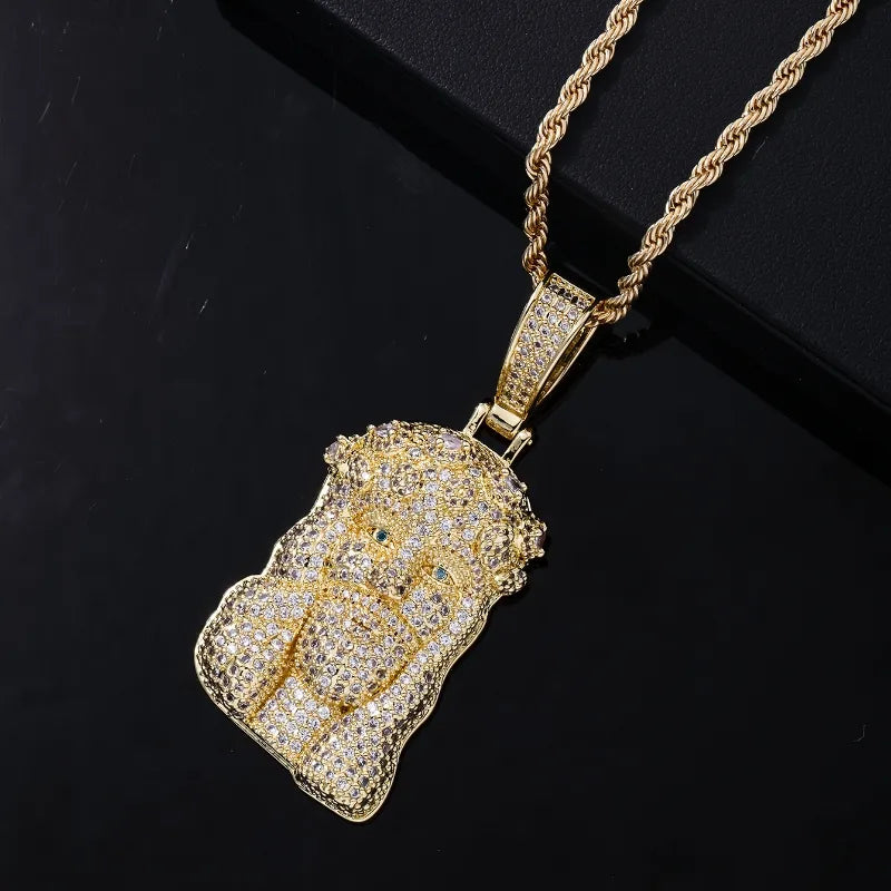 Hip-Hop Solid Color Stainless Steel Copper Plating Chain Inlay Zircon Men'S Pendant Necklace