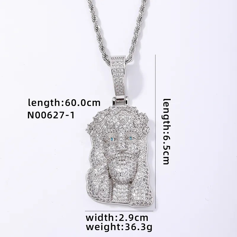 Hip-Hop Solid Color Stainless Steel Copper Plating Chain Inlay Zircon Men'S Pendant Necklace