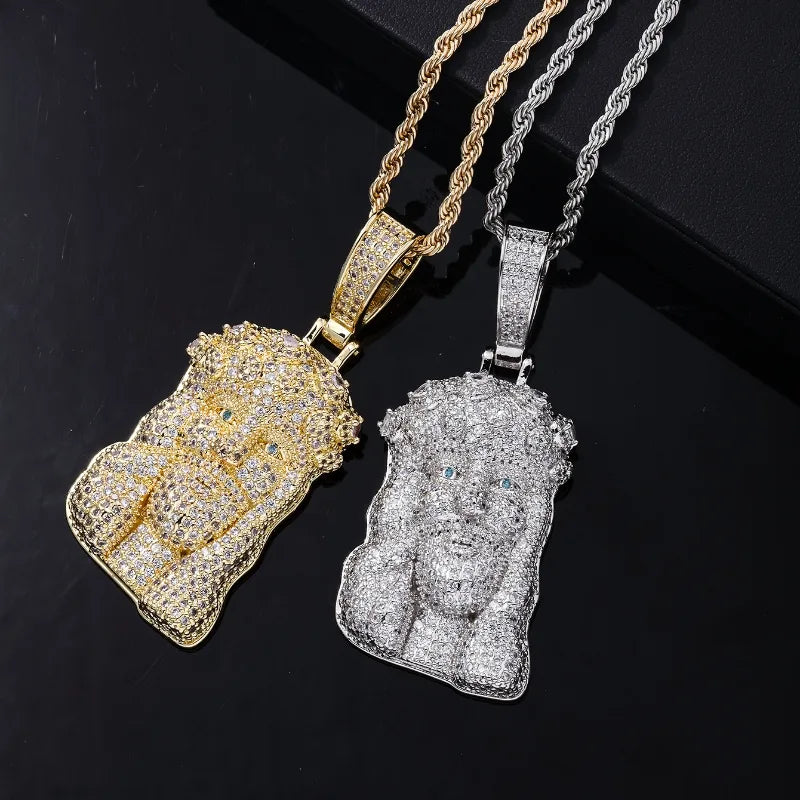 Hip-Hop Solid Color Stainless Steel Copper Plating Chain Inlay Zircon Men'S Pendant Necklace