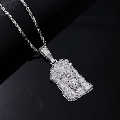 Hip-Hop Solid Color Stainless Steel Copper Plating Chain Inlay Zircon Men'S Pendant Necklace