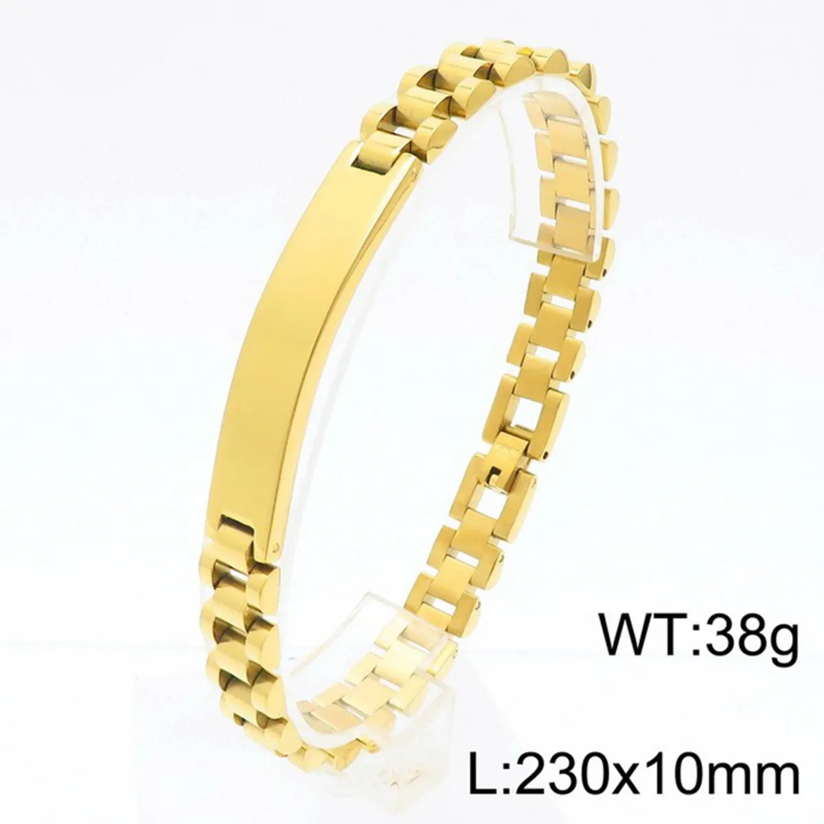 Hip-Hop Solid Color Stainless Steel 18K Gold Plated Men'S Bracelets