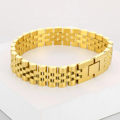 Hip-Hop Solid Color Stainless Steel 18K Gold Plated Men'S Bracelets