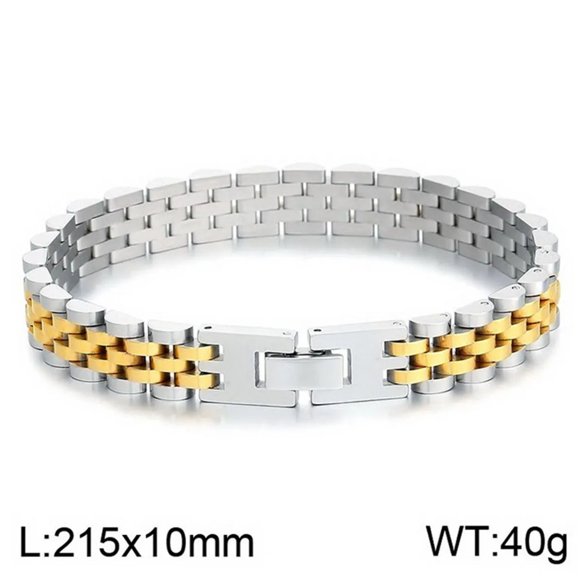 Hip-Hop Solid Color Stainless Steel 18K Gold Plated Men'S Bracelets