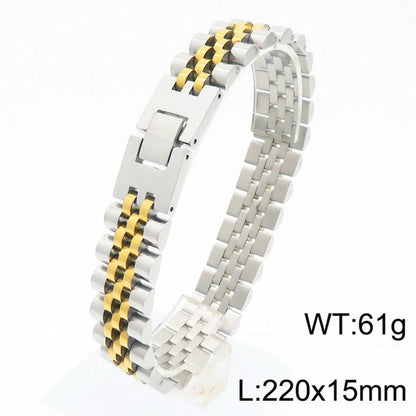 Hip-Hop Solid Color Stainless Steel 18K Gold Plated Men'S Bracelets