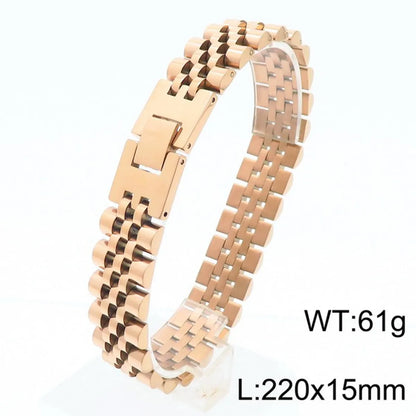 Hip-Hop Solid Color Stainless Steel 18K Gold Plated Men'S Bracelets