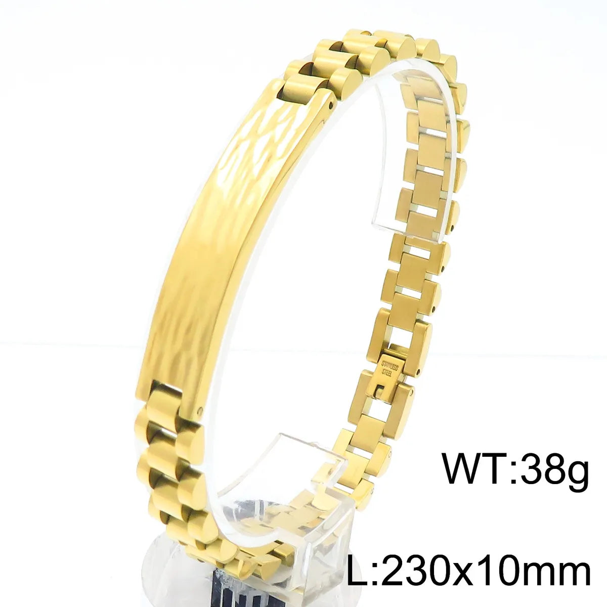 Hip-Hop Solid Color Stainless Steel 18K Gold Plated Men'S Bracelets