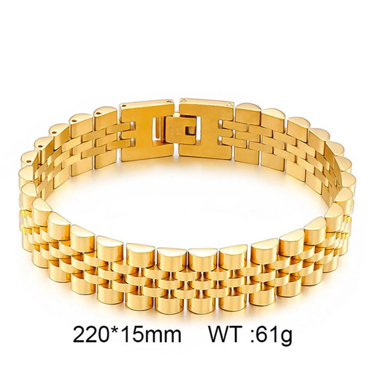 Hip-Hop Solid Color Stainless Steel 18K Gold Plated Men'S Bracelets