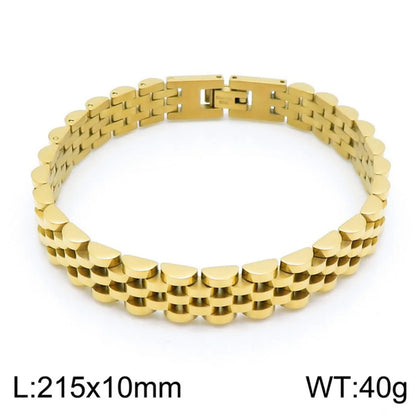 Hip-Hop Solid Color Stainless Steel 18K Gold Plated Men'S Bracelets