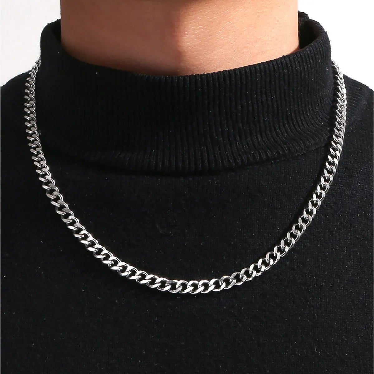 Hip-Hop Solid Color Stainless Steel Men'S Necklace