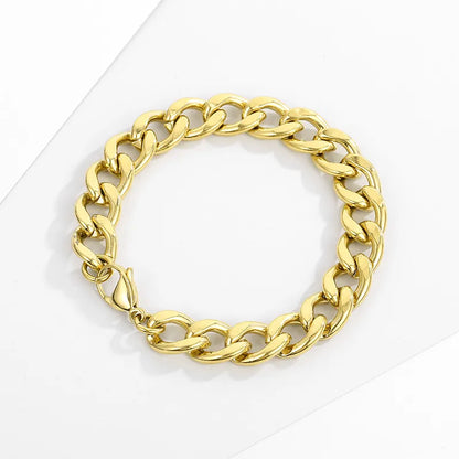 Hip-Hop Solid Color Stainless Steel 18K Gold Plated Bracelets In Bulk