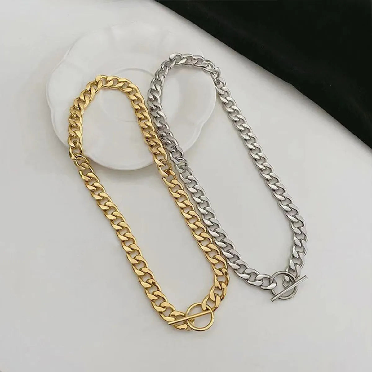 Hip-hop Solid Color Stainless Steel Plating 18k Gold Plated Necklace